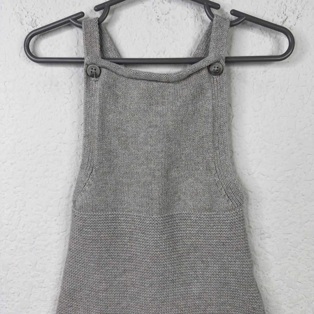 Jamie Kay Romper Kids 2Y Gray Cotton Knit Overalls Jumper Neutral Minimalist - Picture 3 of 7